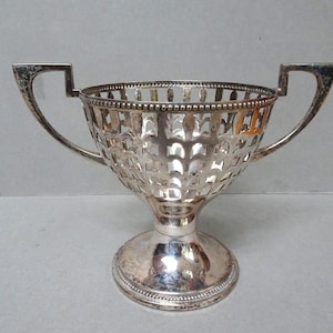 WMF Silver Plated pierced 2 handled bowl or vase. Early to mid 20th century