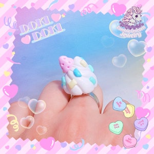 Whipped Cream ring with sprinkles / pastel / kawaii