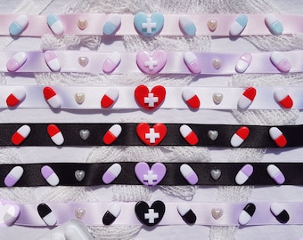 Kawaii Hospital chokers / menhera / hospital / medicore