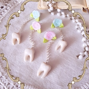 Treasured Memories teeth earrings pastel gothic