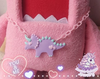 Pastel prehistoric pretties triceratops necklace fairy kei kawaii