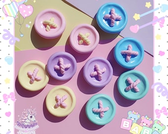 Living Doll hair clips / pastel /fairy kei / buttons