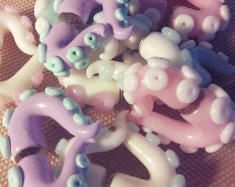 Fake Tentacle Earrings: Polymer Clay Studded Plugs