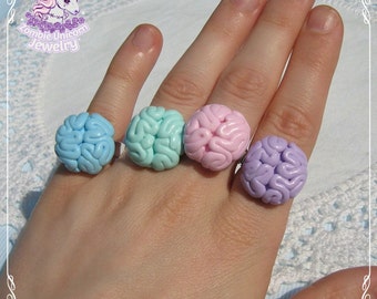 Creepy brains rings pastel goth creepy cute