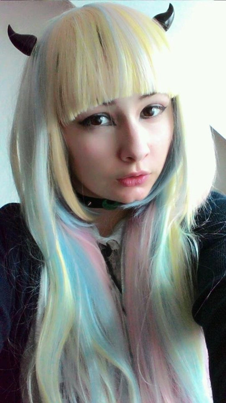 Black devil horns hair clips Etsy