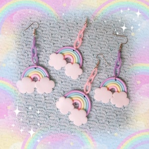 Pendientes arco iris pastel kawaii hada kei