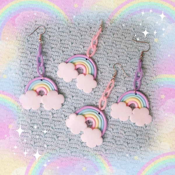 Regenbogen Ohrringe pastell kawaii fairy kei