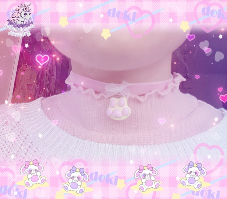 Kitty Paw choker fairy kei pastel lolita