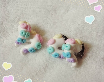 Tentacle earrings studs or clip-ons / pastel goth / creepy cute
