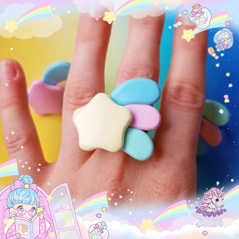 Shooting Star rings / fairy kei / pastel / alternative image 2