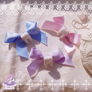 Tooth Fairy bow hairclip pastel / creepy / anatomy / menhera