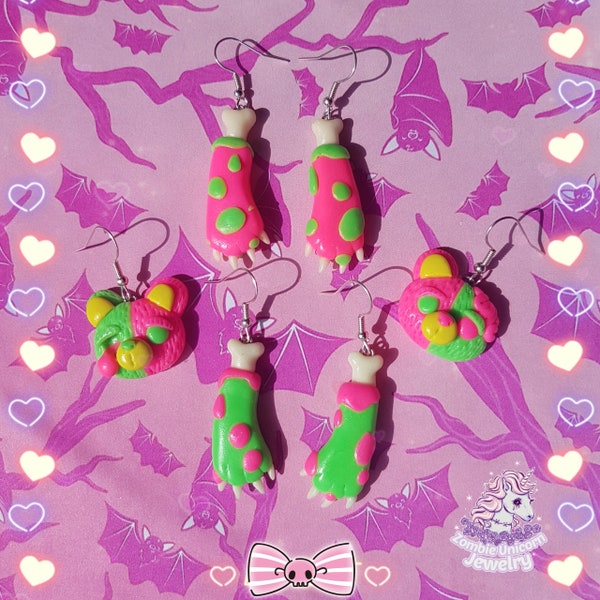 ZOM-BEARS radioactive cuties / earrings / neon / cyber