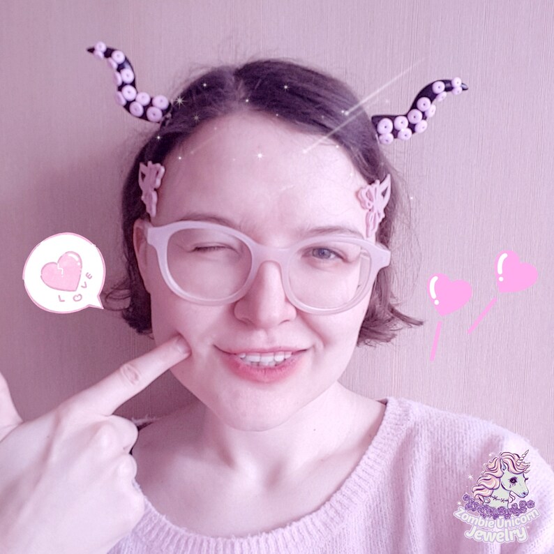 Tentacle Horn Hair Clips / Pastel Goth / Creepy Cute Etsy Sweden