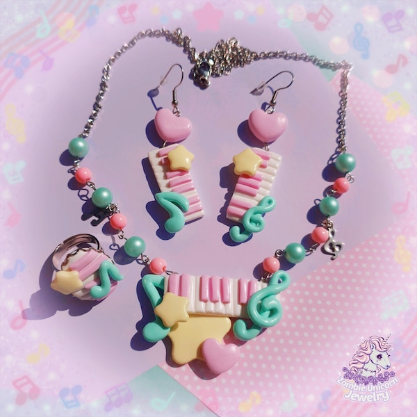 Piano Lesson jewelry set / fairy kei/ kawaii / music