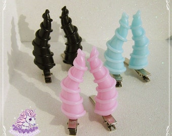 Maleficent-style high horns hair clips gothic pastel goth