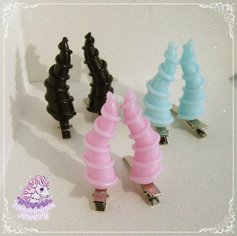 Maleficent-style high horns hair clips gothic pastel goth