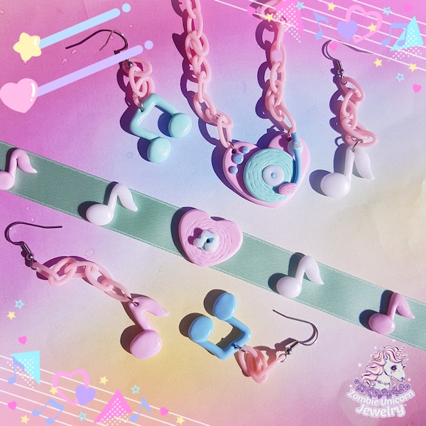 Pastel Melodies jewelry set / pop kei / fairy kei/ kawaii / music