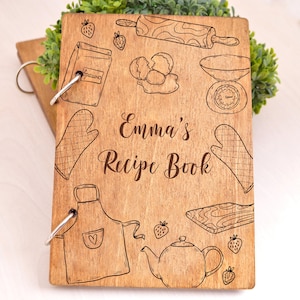 Wooden Recipe Book Personalized Gift for Mom, Personalized Recipe Book, Personalized Cookbook, Family Recipe Journal, Custom Recipe Journal