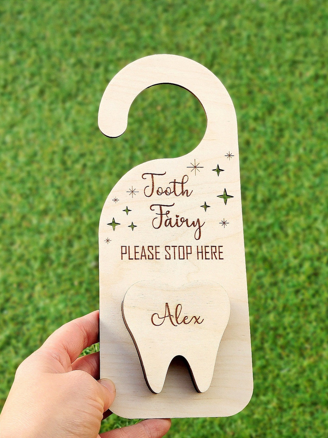 Personalized Tooth Fairy Door Hanger: Engraved Wooden Tooth Holder - Etsy