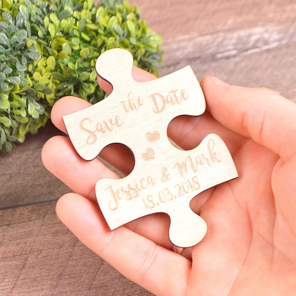 Wood Save-the-Date magnet puzzle Save the date wooden magnets Save-the-Date Puzzle Save The Date rustic wooden save the date jigsaw Invite