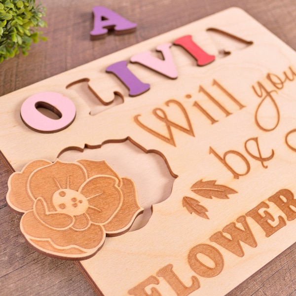 Personalized Flower Girl Proposal Puzzle: Custom Wedding Invitation Gift