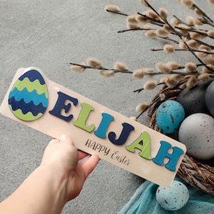 Ostergeschenke für Kinder, personalisiertes Namenspuzzle aus Holz, Frohe Ostern Geschenk, Ostern Stuffers, individuelles Geschenk für Kleinkinder, Ostern Kinderzimmer Dekor