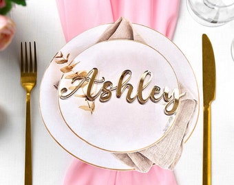 Wedding Guest Names, Gold Wedding Decor, Acrylic Name Place Cards, Personalized Wedding Place Card, Laser Cut Name Signs, Gold, Silver, Wood