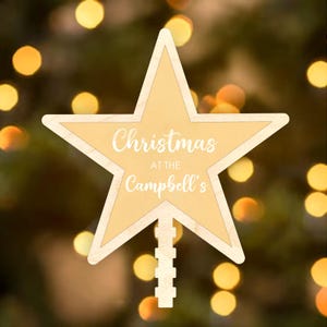 Personalized Christmas Tree Topper Star: Boho Family Name Ornament