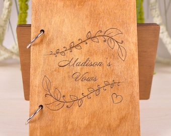Rustic Wooden Vow Books: His & Hers Wedding Vows - Set of 2