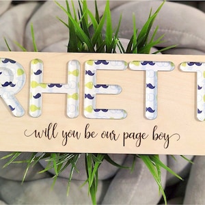 Page Boy Gift, Page Boy Keepsake, Page Boy Proposal, Will You Be Our Page Boy, Wedding Proposal, Wooden Name Jigsaw Puzzle