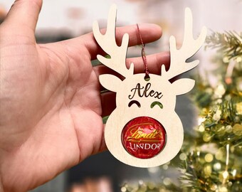 Ornement de porte-chocolat avec renne, cadeau de Noël, remplissage pour bas de Noël Lindor, décorations de Noël