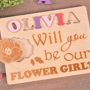 Will you be our flower girl gift puzzle, Be my flower girl, flower girl puzzle wooden gift, flower girl gifts, flower girl proposal, jigsaw