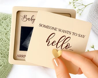 Hölzernes Ultraschall offenbaren Andenken - Goldherz, Babyankündigung