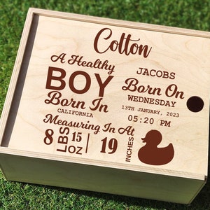 Personalized Keepsake Box, New Baby Gift Personalized, New Baby Boy Gift, Baby Boy Memory Box, Keepsake Engraved Box, Baby Birth Stats