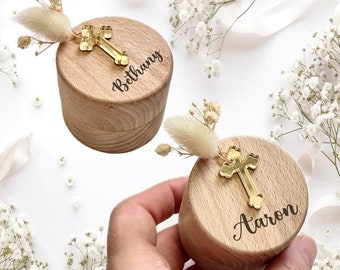 Baptism Jewelry Box, First Holy Communion Jewelry Box with Cross, Custom First Communion Gift, Christening Jewelry Box, Confirmation Gift
