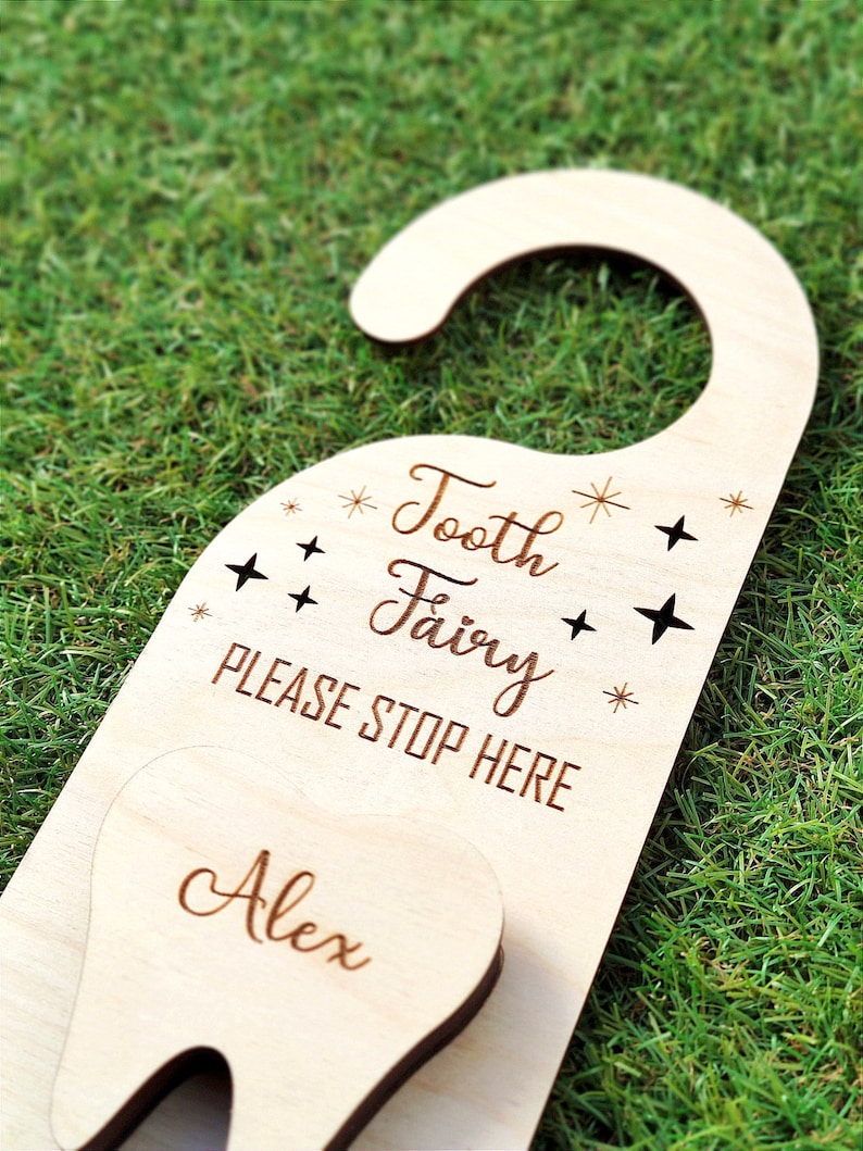 Personalized Tooth Fairy Door Hanger: Engraved Wooden Tooth Holder - Etsy