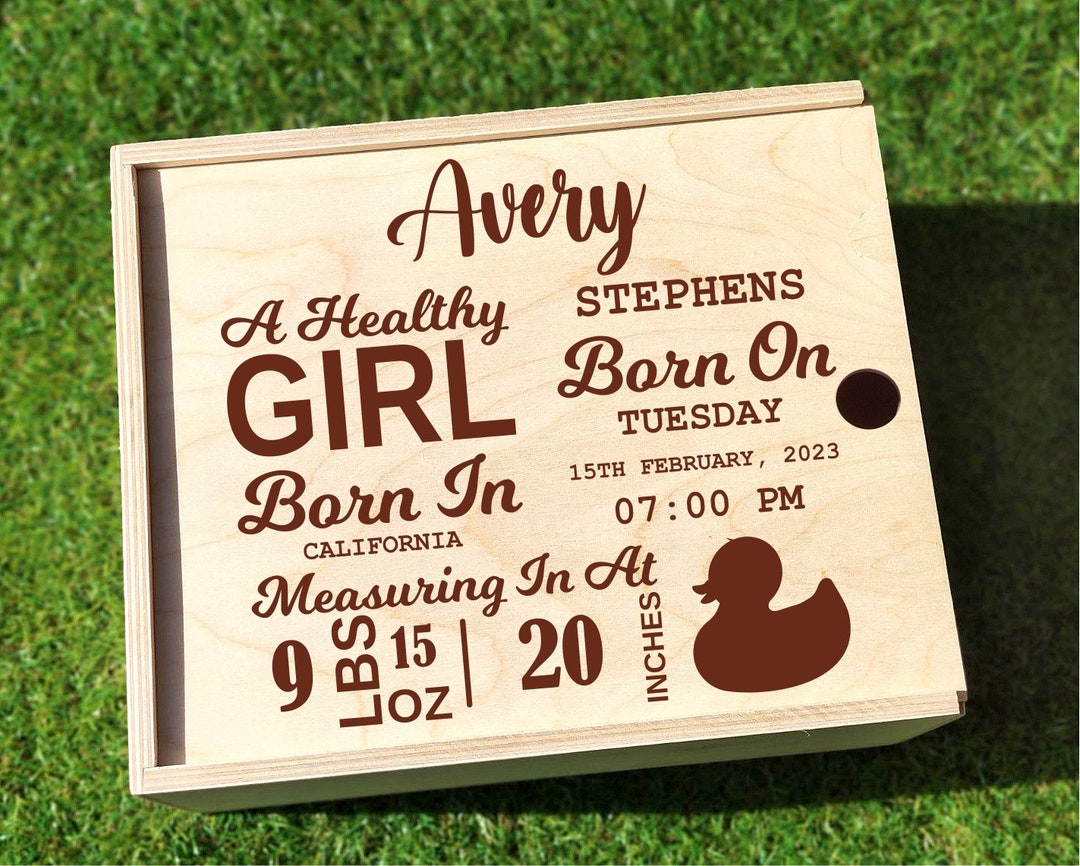 Personalized Baby Keepsake Box, Custom Wooden Keepsake Box, Keepsake Box for Girls, Gift for New