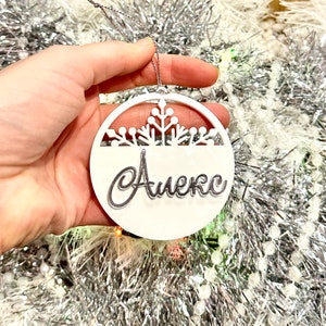 Personalized Christmas Bauble: Laser-Cut Name, Acrylic Ornament