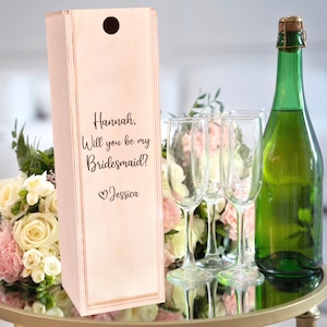 Caja de vino personalizada para dama de honor: regalo de propuesta de dama de honor