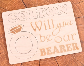 Will you be my Puzzle Ring bearer Ring bearer gift Ring security gift card Ringbearer gift Wooden puzzle Be our ring bearer Wedding proposal