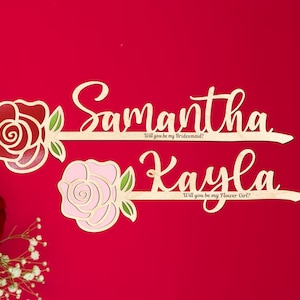 Rosa de madera contrachapada personalizada: regalo de propuesta para niña de las flores