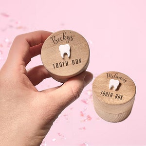 Personalisierte Zahnfee-Box aus Holz, 1. Geburtstagsgeschenk, Baby-Mädchen-Geschenk, Babyparty-Geschenk, Zahn-Andenkenbox, personalisierte Zahnbox