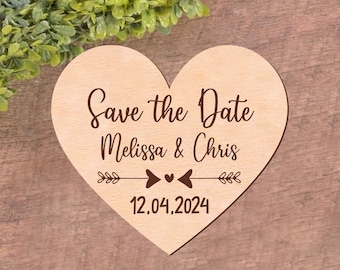 Rustic Heart Wood Save the Date Magnet: Wedding Invitation
