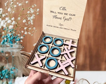 Will you be my Flower Girl Proposal Gift Personalized Wooden Tic Tac Toe Game Invitation, Flower Girl Keepsake Gift, Unique Wedding Proposal
