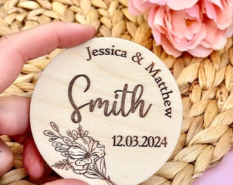 Personalized Wooden Wedding Coasters: Custom Engraved Favors