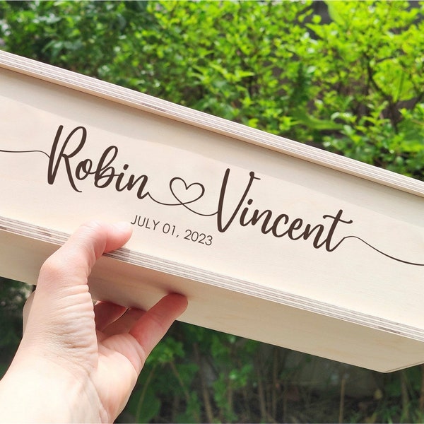 Regalo de caja de vino personalizado, caja de vino de ceremonia de boda, caja de vino de aniversario, caja de vino personalizada, caja de regalo para caja de regalo de botella de vino