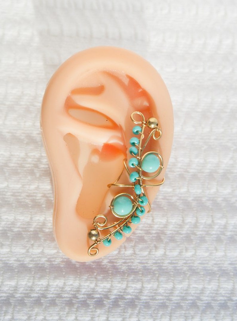 Turquoise ear cuff Nonpierced earring Elegant ear wrap Elf Etsy