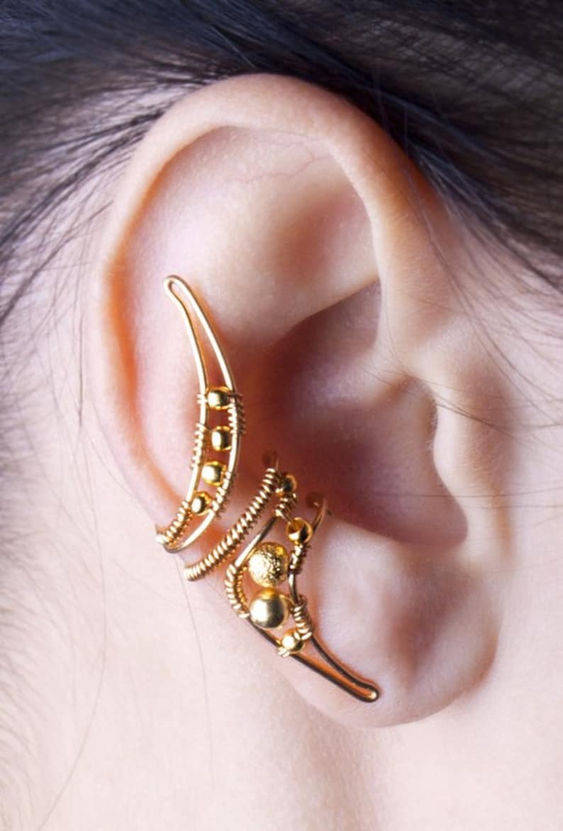 Cartilage hoop earring Gold ear cuff no piercing Small ear | Etsy