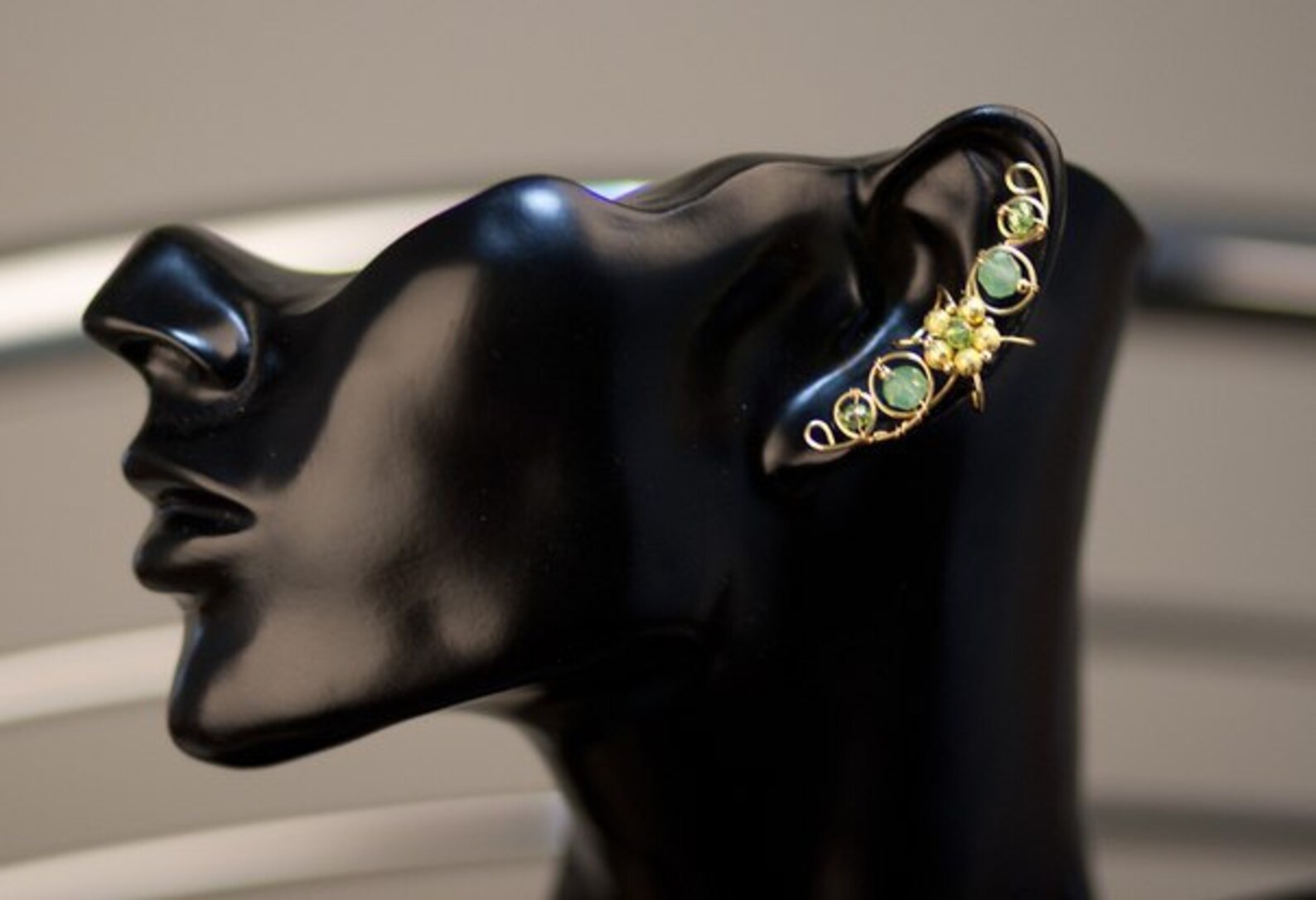 Green Ear Cuff No Piercing Earrings Elven Ear Cuffs Green and Etsy