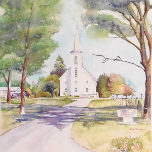 Paisagem, edifícios e igrejas em aquarela personalizada